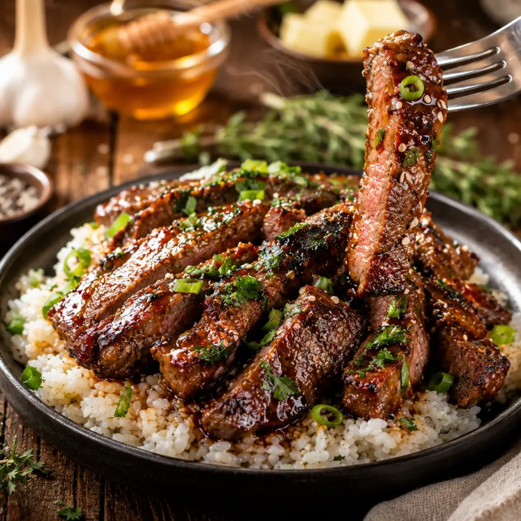 Honey Glazed Steak Strips