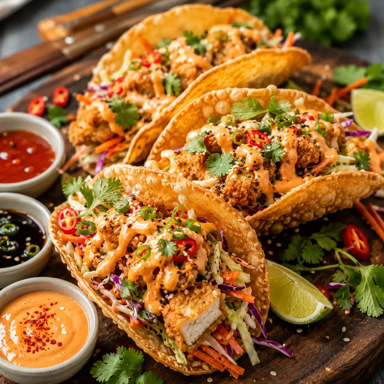 Chicken Wonton Tacos