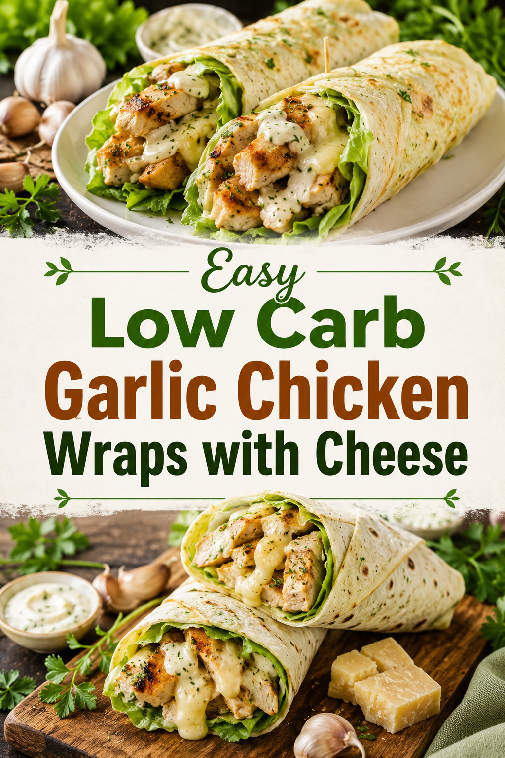 Low Carb Garlic Chicken Wraps